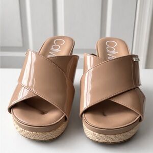 Calvin Klein Nude Patent Mules